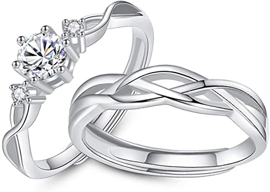 Picture of Couple Rings for Men And Women Jewelry Unisex Wedding Bands Rings - Silver