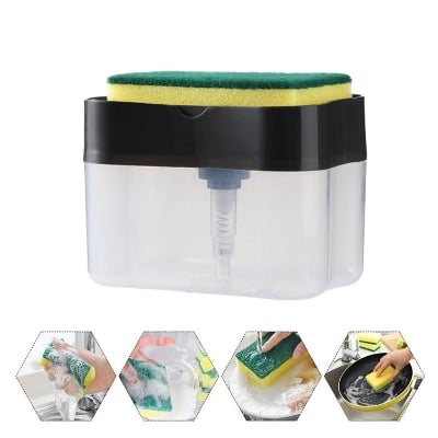 Picture of Soap Pump Sponge Caddy Kitchen Manual PressSoap Dispenser With Washing Sponge