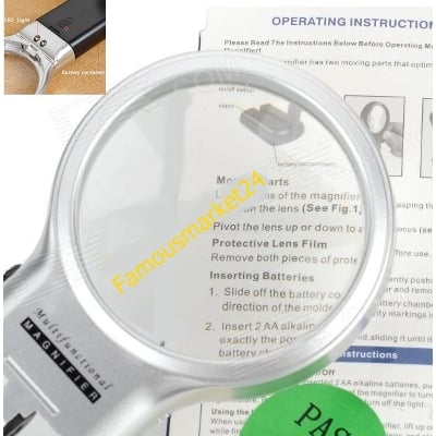 Picture of 3-In-1 Hand-Held Folding Lighted High-Powered Magnifier Glass