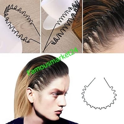 Picture of Unisex Women Men Iron Wavy Zigzag Sport Metallic Hair Band Head Band Hoop - Black