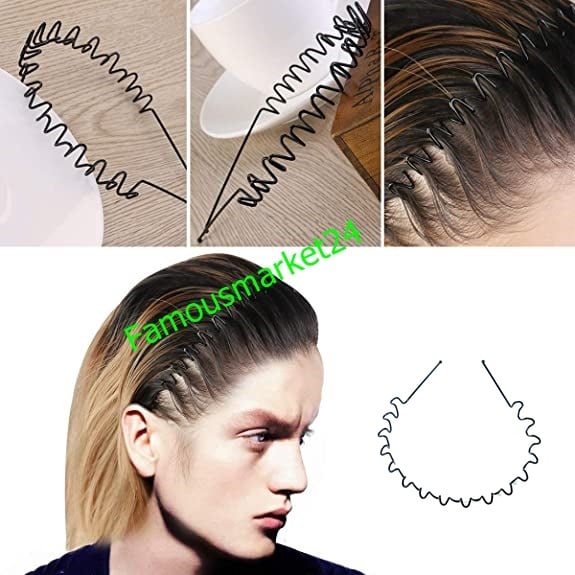 Picture of Unisex Women Men Iron Wavy Zigzag Sport Metallic Hair Band Head Band Hoop - Black