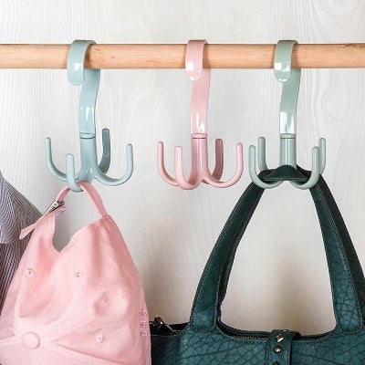 Picture of 360 Rotating Hook Hanger Space Saver 4 Claw Coat Clothes Towel Closet Hanging Organizer Storage Purse Rack1 Pcs - Hanger