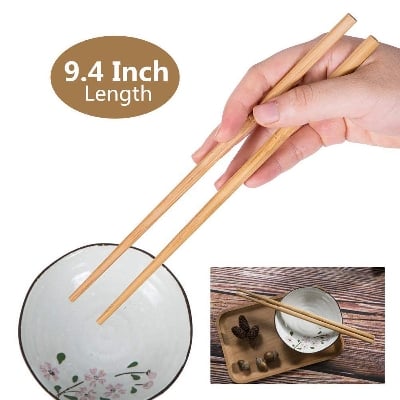 Picture of 1 Pair Chopsticks Reusable Wooden Chinese Chopsticks Dishwasher Safe Wood Chopstick