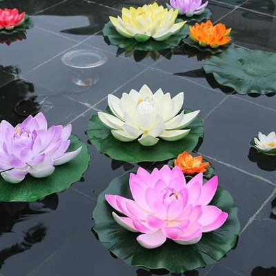 Picture of Artificial Floating Water Lily Lifelike Decor Plant 2 Pcs