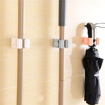 Picture of 1 PCS  Holder Brush Broom Hanger Home Storage Rack Bathroom Suction Hanging Pipe Hooks
