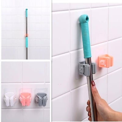 Picture of Practical Wall Mounted Mop Organizer Holder Brush Broom Hanger Storage Rack Kitchen Tool