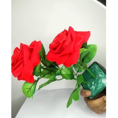 Picture of Rose DecoratingLives Artificial Mini Faux Plant with Plastic Pot - Rose Red