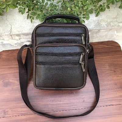 Picture of Mobile Phone & Money leather bag - Black