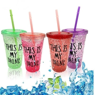 Picture of 500ml Bottle Portable Straw Cooler Cup Sipper Drinking Cup Water Glass 1 PCS