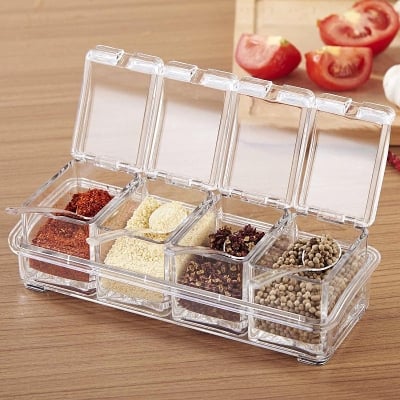 Picture of Crystal Seasoning Box Pepper Salt Spice Rack - 4Pcs