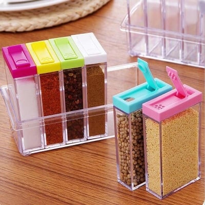 Picture of Six-piece Set Transparent Plastic Seasoning Box Salt and MSG Seasoning Can