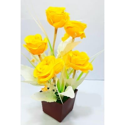 Picture of Home Bonsai Plastic Grass for Indor Decore - Yellow