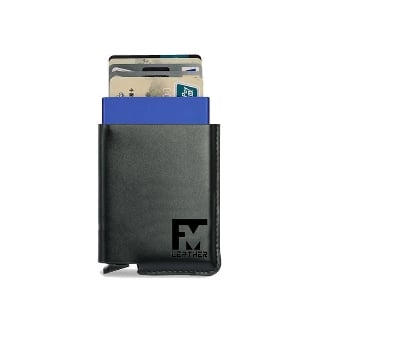 Picture of Leather Cover with Aluminium Credit Card Holder For Men Or Women - Blue