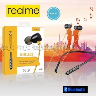 Picture of Realme BL-R2 Wireless Bluetooth Necklace in Ear Earphone - Black