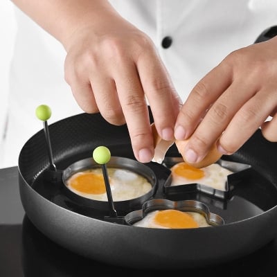 Picture of Stainless Steel Fried Non Stick Egg Ring Pancake Mould Mold Kitchen Cooking Tool - Silver