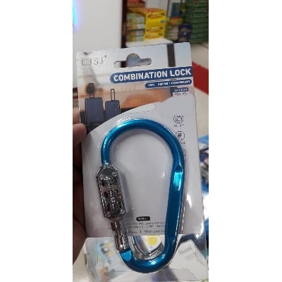 Picture of Carabiner Hook Buckle Clip Keychain Key Holder with 3 Digits Combination Lock