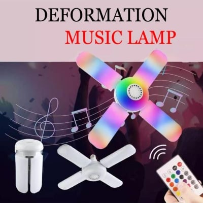 Picture of RGB bluetooth Music Ceiling Lamp LED 4Leaves Deformed Bulb Lamp +Remote Control