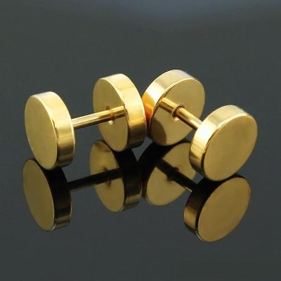 Picture of 2 Pcs Dumbell Shaped Stainless Steel Stud Earrings for Men