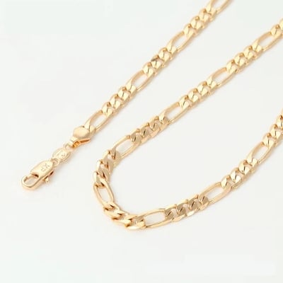 Picture of Men's Solid Sterling Rhodium Plated Chain Necklace - Gold