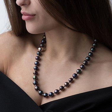 Picture of Fashion Black Pearl Nacklaces 5 Pcs - Black