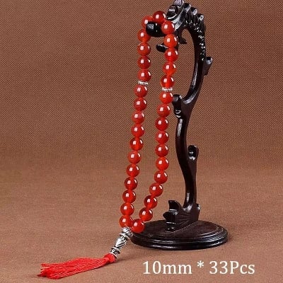 Picture of Muslim Tasbih 33 Rosay Beads Islam Prayer dhikr Misbaha with Allah Muhammad Names Engraved