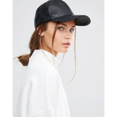 Picture of Women's Baseball Leather Hat - Black