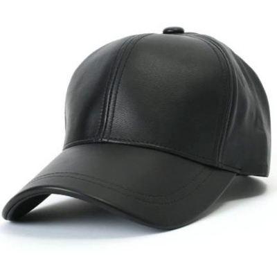 Picture of Black leather cap for men - Black