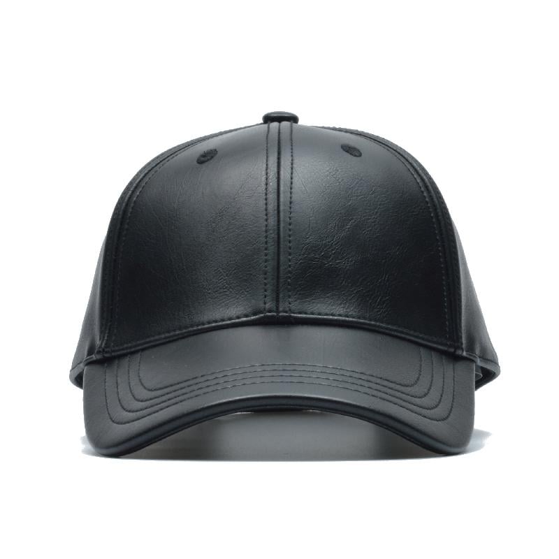 Picture of Black leather cap for men - Black