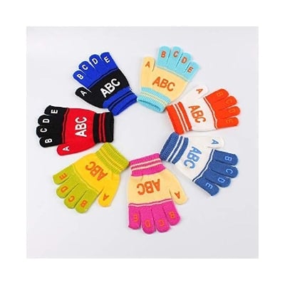 Picture of 4 Pair Finix Baby Girl & Boy Soft Feel Winter Woolen ABC Baby Hand Gloves