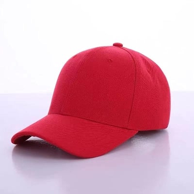 Picture of Unisex Plain Baseball Cap Adjustable Peaked Hat - Red