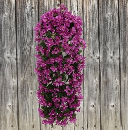 Picture of Hanging Wall Artificial Fake Silk Violet Orchid Flowers