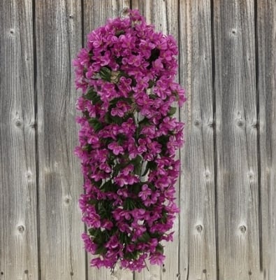 Picture of Hanging Wall Artificial Fake Silk Violet Orchid Flowers