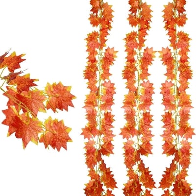 Picture of Artificial Plant Creeper Orange Leaves Party Home Decora DIY Hanging - Orange