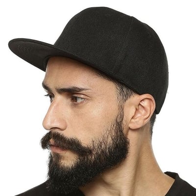 Picture of Napback Snap Back Blank Hat Baseball Cap - Black