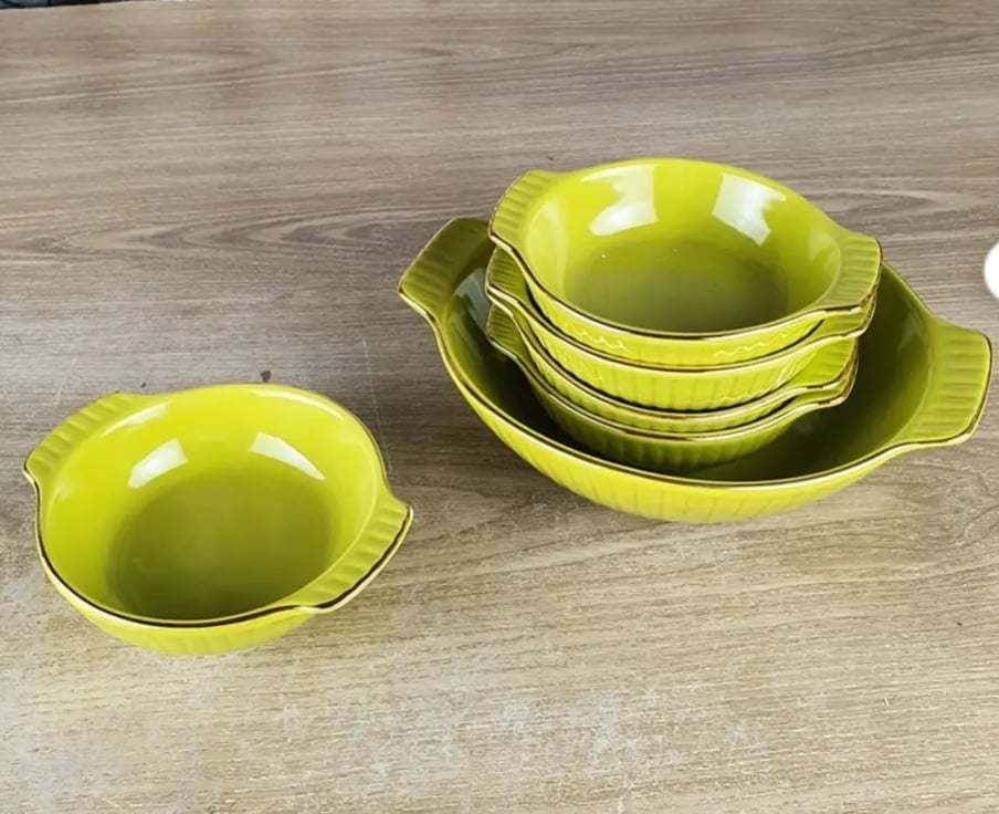 Picture of 7Pcs Payesh Set Including Serving Dish , Oven Proof porcelain Ceramic Porcelain Snack Bowl Set,Ceramic Soup & Firni Bati Multicolor
