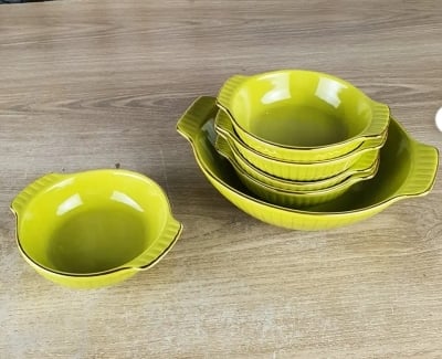 Picture of 7Pcs Payesh Set Including Serving Dish , Oven Proof porcelain Ceramic Porcelain Snack Bowl Set,Ceramic Soup & Firni Bati Multicolor