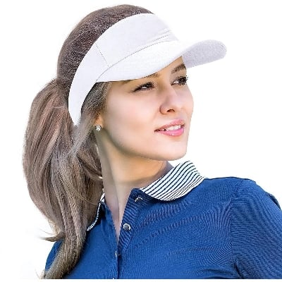 Picture of Sun Baseball Hat Wide Brim Beach Visor Cap Outdoor Travel - White