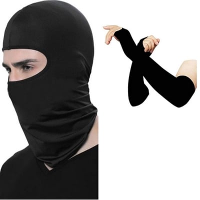 Picture of Outdoor sports Arm Sleeves and Face Balaclava For Men - Black