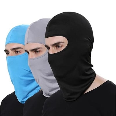 Picture of Pack Of 3  Black Multifunctional Headwear Neck Gaiter Tube Scarf with Earloop - Black
