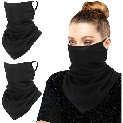 Picture of 2 PCS Bandana Face Cover Ear Hanging Scarf- Black - Black