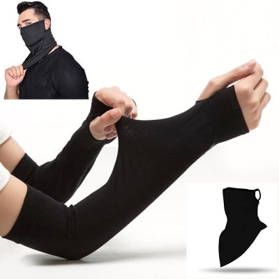 Picture of Summer/Winter Outdoor Sports Hand Gloves & Face Scarf Cycling Bandana - Black