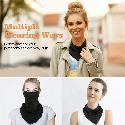 Picture of Face Bandana Ear Loops Neck Gaiter Headwear Outdoor Magic Scarf Breathable - Black
