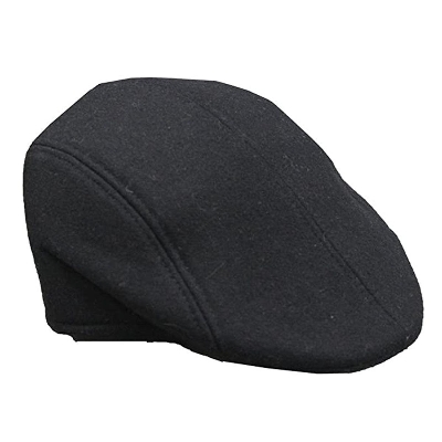 Picture of Winter Wool Duckbill Cap Mens Golf Irish Ivy Flat Gatsby Newsboy Hat Drving Visor Cold Weather Black - Black