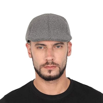 Picture of Fabseasons Unisex Checkered Polyester Golf Flat Cap - Grey