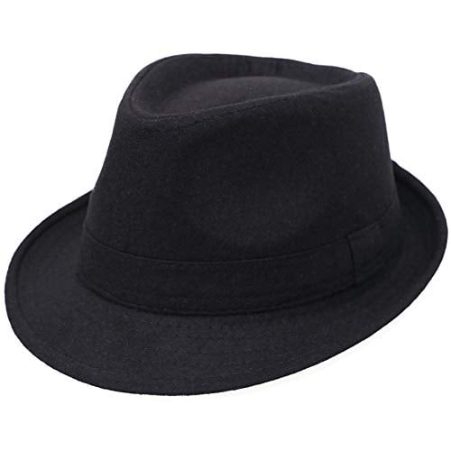 Picture of New Spring Summer Retro Men's Hats Fedoras Top Jazz Plaid Hat - Black