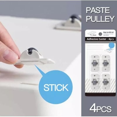 Picture of 4pcs Adhesive Pulley Storage Box Can Stick Wheels