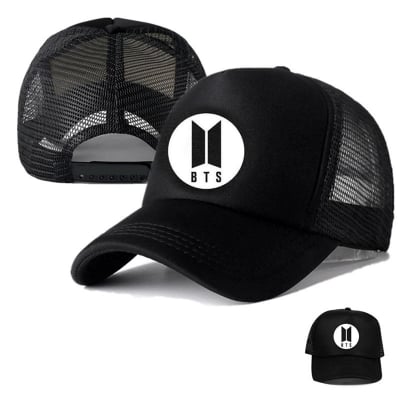 Picture of BTS Black Foam Half Net Fashionable Styles Cap For Men - Black