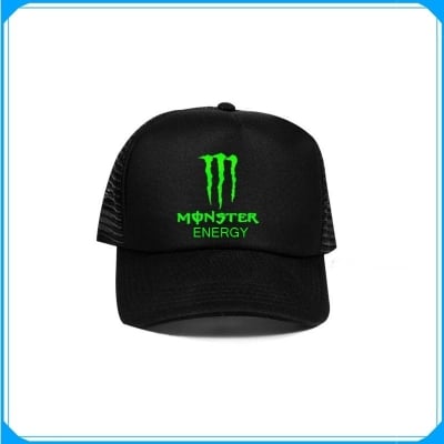 Picture of Monster Black Foam Half Net Fashionable Styles Cap For Men - Black