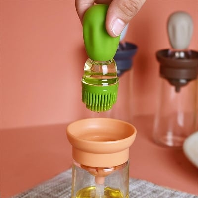 Picture of Oil Bottle Brush Dust-proof Safe Reusable Wide Opening Easy Filling Oil Dispenser Bottle for Cooking