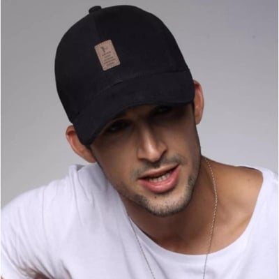 Picture of baseball Black Plain Cotton Cap